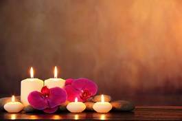 Fotoroleta wellnes masaż świeca storczyk kwiat