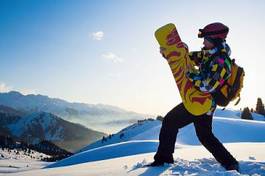 Naklejka góra snowboard widok natura