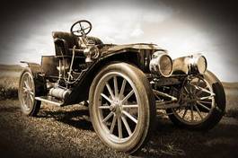 Naklejka droga silnik samochód vintage niebo