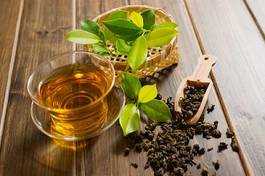 Naklejka roślina herbata napój liść szkło