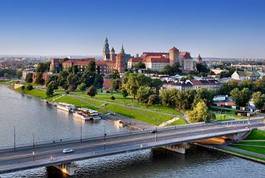 Fototapeta zamek na wawelu, rzeka wisła i most w krakowie