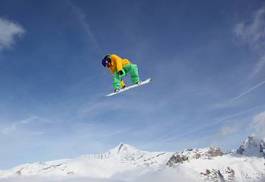 Plakat park szczyt snowboarder śnieg snowboard