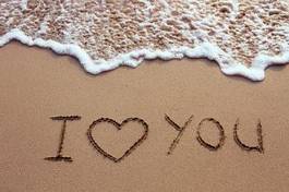Naklejka kocham cię na plaży