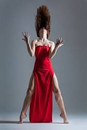 Plakat kobieta piękny tancerz fitness ćwiczenie