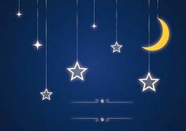 Plakat kreskówka księżyc gwiazda sztuka noc