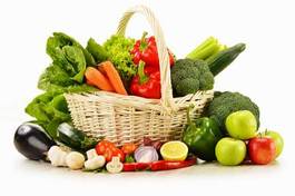 Naklejka surowe warzywa i koszyk