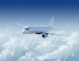 Fototapeta samolot na błękitnym niebie