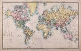 Naklejka antyczna mapa świata