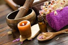 Obraz na płótnie aromaterapia świeca fiołek azjatycki ciało