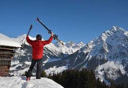 Plakat panorama sporty zimowe alpy