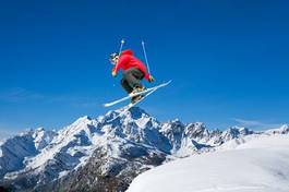 Plakat alpy spokojny narciarz