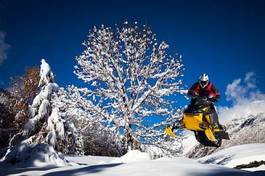 Plakat wyścig motocykl śnieg lekkoatletka