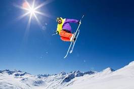 Obraz na płótnie śnieg lekkoatletka góra narty