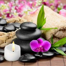 Plakat aromaterapia kompozycja świeca zen roślina