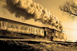 Fotoroleta lokomotywa retro stary pejzaż transport