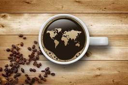 Naklejka kawiarnia mapa świat kawa filiżanka