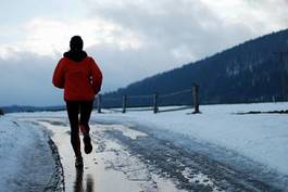 Fotoroleta śnieg jogging sosna