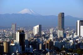 Plakat krajobraz widok japoński wulkan