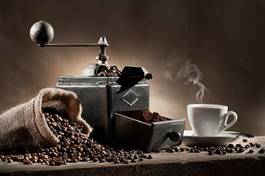 Naklejka kawa młynek do kawy expresso retro czarna kawa