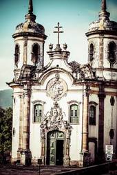 Plakat kościół brazylia panoramiczny architektura piękny