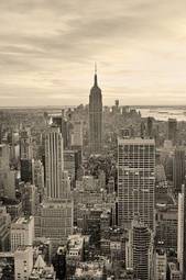Plakat ameryka widok miejski manhatan panoramiczny