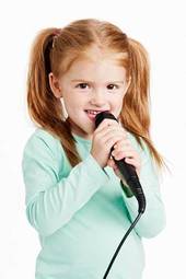 Fotoroleta karaoke uśmiech piękny dziewczynka