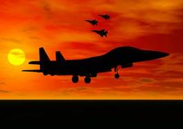 Obraz na płótnie wojskowy odrzutowiec słońce samolot