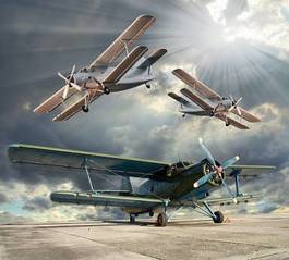 Naklejka vintage samolot armia niebo