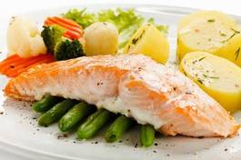 Naklejka warzywo jedzenie zdrowy ryba