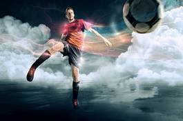 Plakat sportowy niebo piłkarz piłka