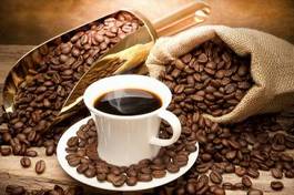 Plakat filiżanka kawiarnia kolumbia ziarno kawa