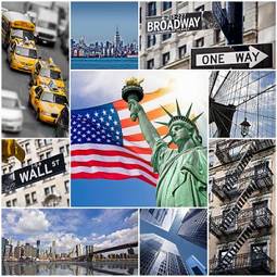 Fotoroleta amerykański kompozycja kolaż miasto