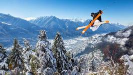 Naklejka sport narty niebo