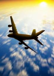 Obraz na płótnie słońce niebo maszyna airliner piękny
