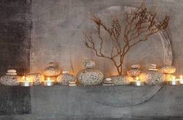 Obraz na płótnie gałązka świeca wellnes zen