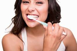 Obraz na płótnie kobieta szczotkująca zęby