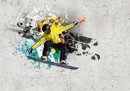Plakat sport retro snowboard graffiti śnieg