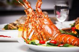 Naklejka jedzenie skorupiak homar owoce morza