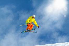 Obraz na płótnie wyścig niebo narty chłopiec