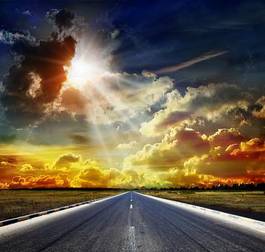 Fotoroleta trawa lato autostrada perspektywa niebo