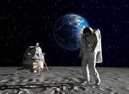 Plakat astronauta na księżyciu