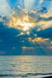 Naklejka niebo morze słońce fala natura