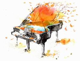 Naklejka gałązka muzyka jesień sztuka kompozycja