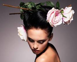 Fototapeta kobieta kwiat ładny moda piękny