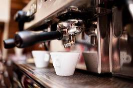 Obraz na płótnie cappucino barista kawiarnia młynek do kawy maszyna