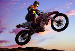 Naklejka zabawa mężczyzna motocykl motocross niebo