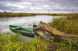 Naklejka natura łódź krajobraz