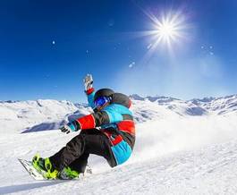 Fototapeta chłopiec śnieg snowboard akt
