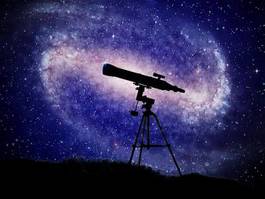 Fototapeta luneta astronomiczna na tle galaktyki