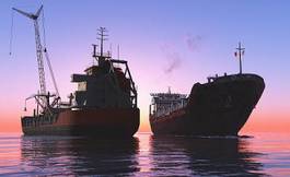 Naklejka łódź olej woda transport morze